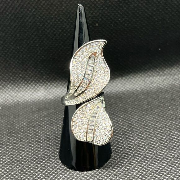 Sterling Silver 925 Adjustable Double Leaf Ring - Picture 4 of 10